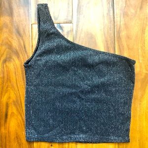 Black Sparkle one strap crop top
